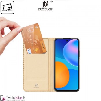 Dux Ducis dirbtinės odos viršelis - auksinės spalvos (telefonui Huawei P Smart 2021) Dux Ducis dirbtinės odos viršelis - auksinės spalvos (telefonui Huawei P Smart 2021)
